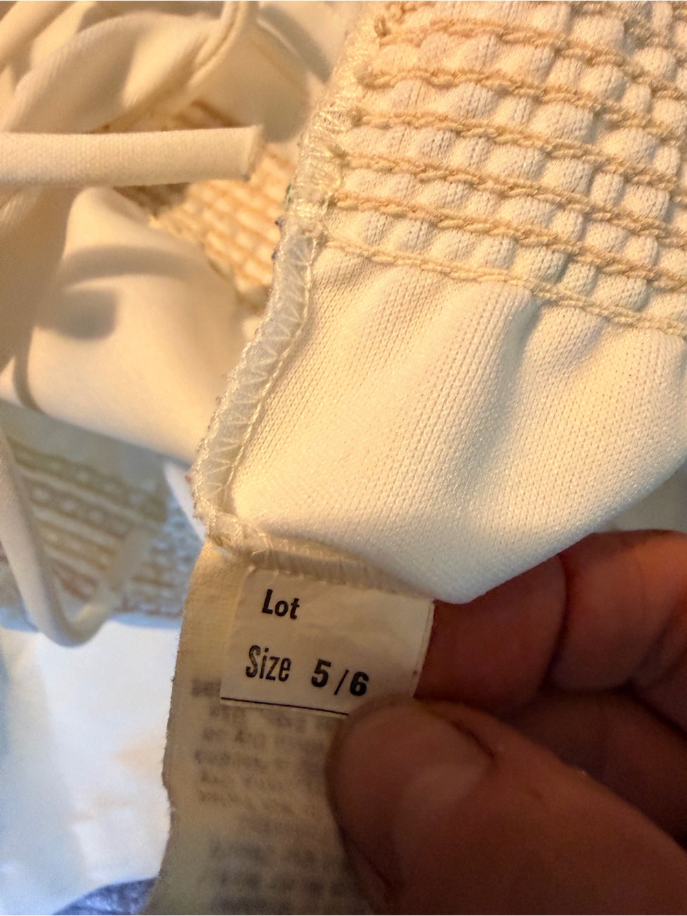 VINTAGE 70s! White Knit Jersey Jumpsuit with Smocked Rainbow Trim, drawstring - Picture 15 of 16